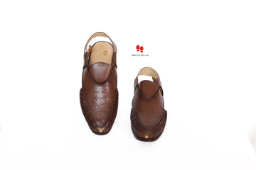 Fancy Peshawari Kolhapuri Sandal for Men Brown Color Article-8023