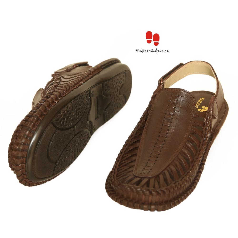 Stylish Kolhapuri Sandal for Man Back Strap Brown and Black Color Article-8017