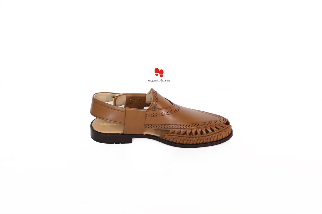 Fancy Peshawari Kolhapuri Sandal for Men Tan Color Article-8020