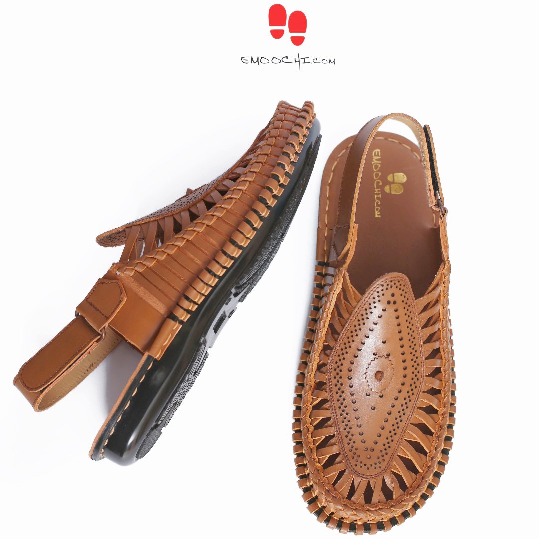 Stylish Kolhapuri Sandal for Man Back Strap Tan and Black Color Article-7123