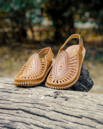 Stylish Kolhapuri Sandal for Men - Back Strap - Tan and Black Color Article-7123